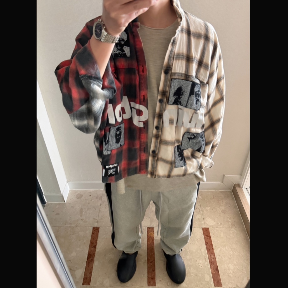 Adidas x Fear of God Athletics H Pants Medium Grey Heather - KR Sizing, Essentials Merino Short Sleeve Sweater Heather Stone - 25SS 착용 스타일