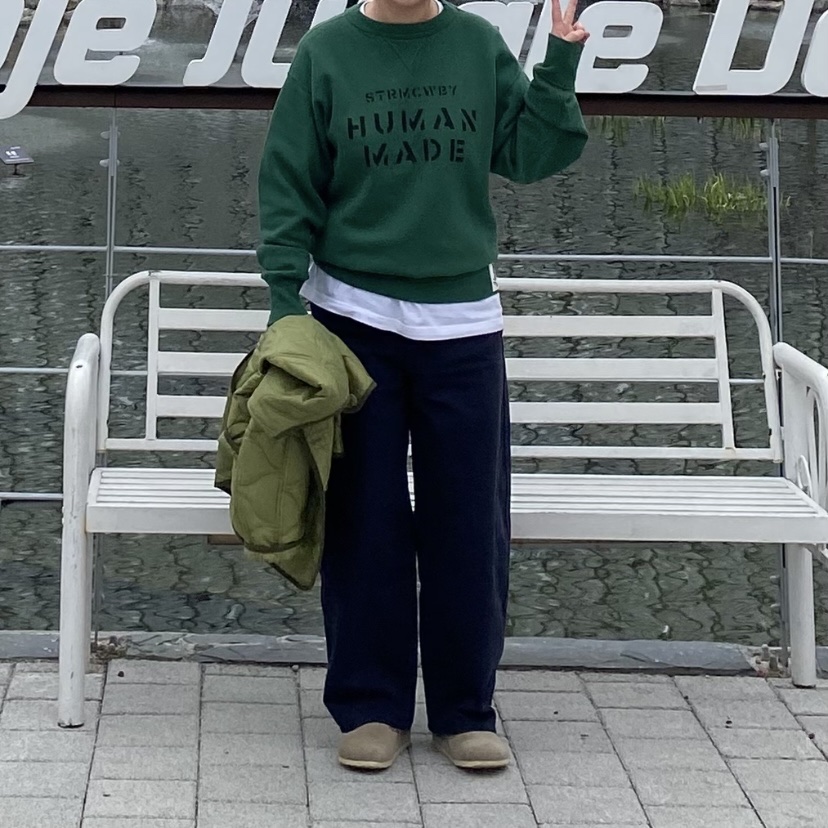 Human Made Tsuriami Sweatshirt Green 착용 스타일