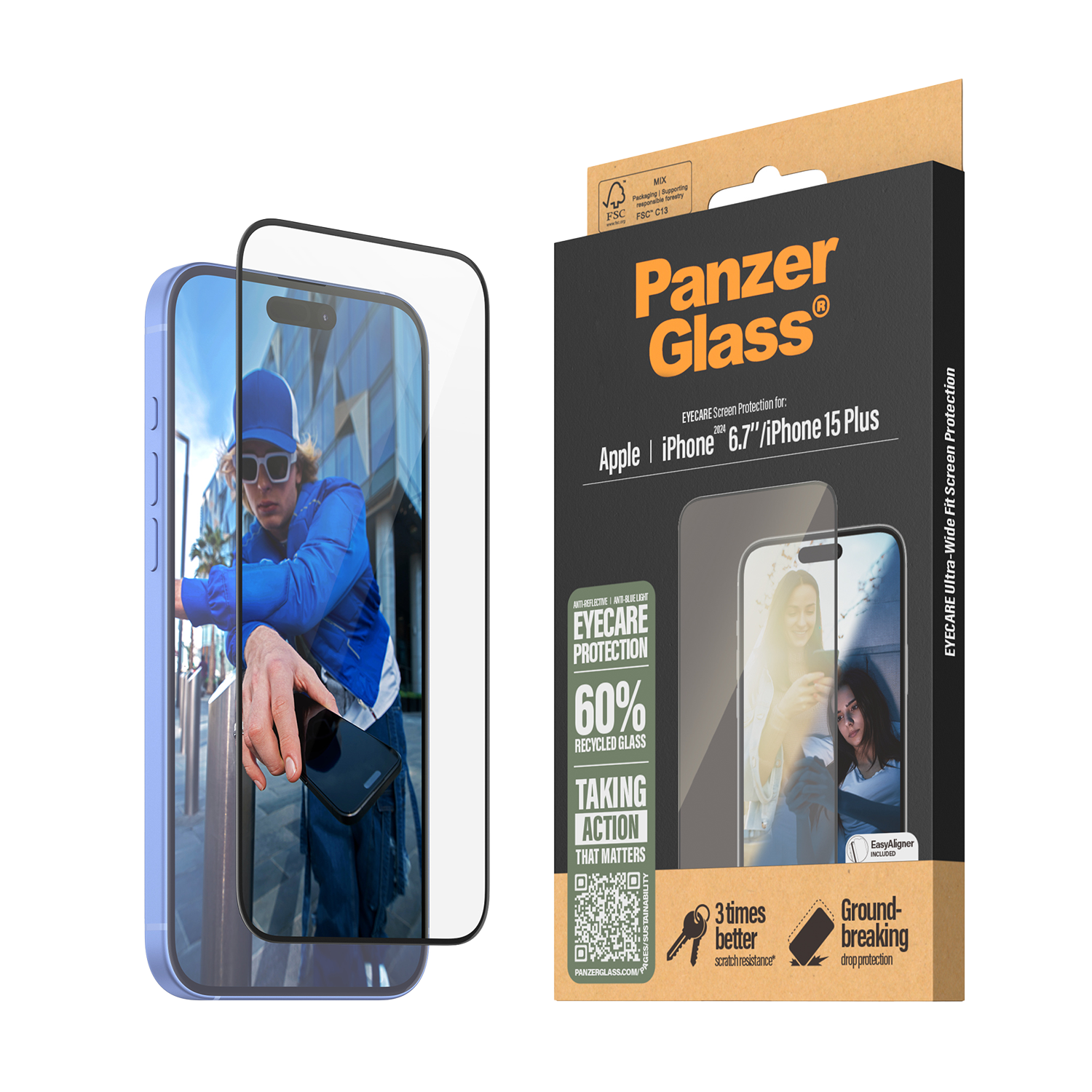 판저글래스 2in1 아이케어 강화유리 아이폰 16 시리즈(PANZERGLASS 2-in-1 Eye Care Tempered Glass for iPhone 16 Series)