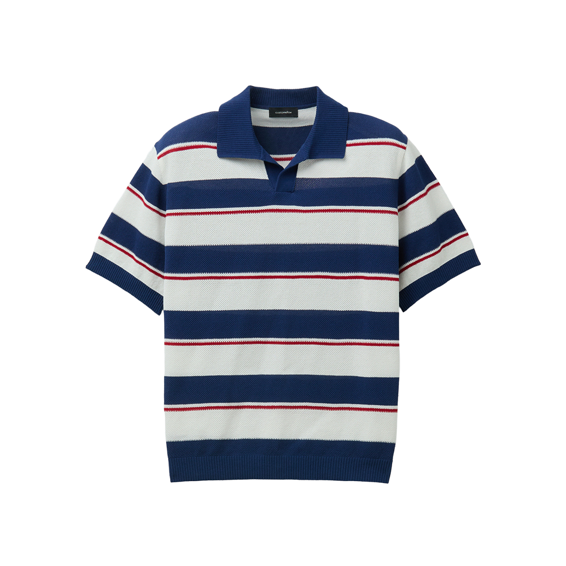 커스텀멜로우 스트라이프 카라 스웨터 다크 네이비(Customellow Fresh Lounge Stripes Collar Sweater Dark Navy)