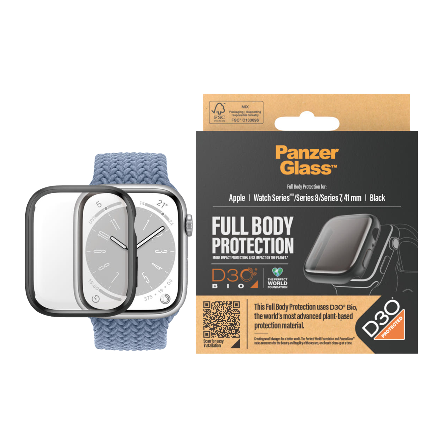 판저글래스 애플워치 D3O 케이스 S (클리어/블랙)(PANZERGLASS Apple Watch D3O Case S (Clear / Black)) - 2