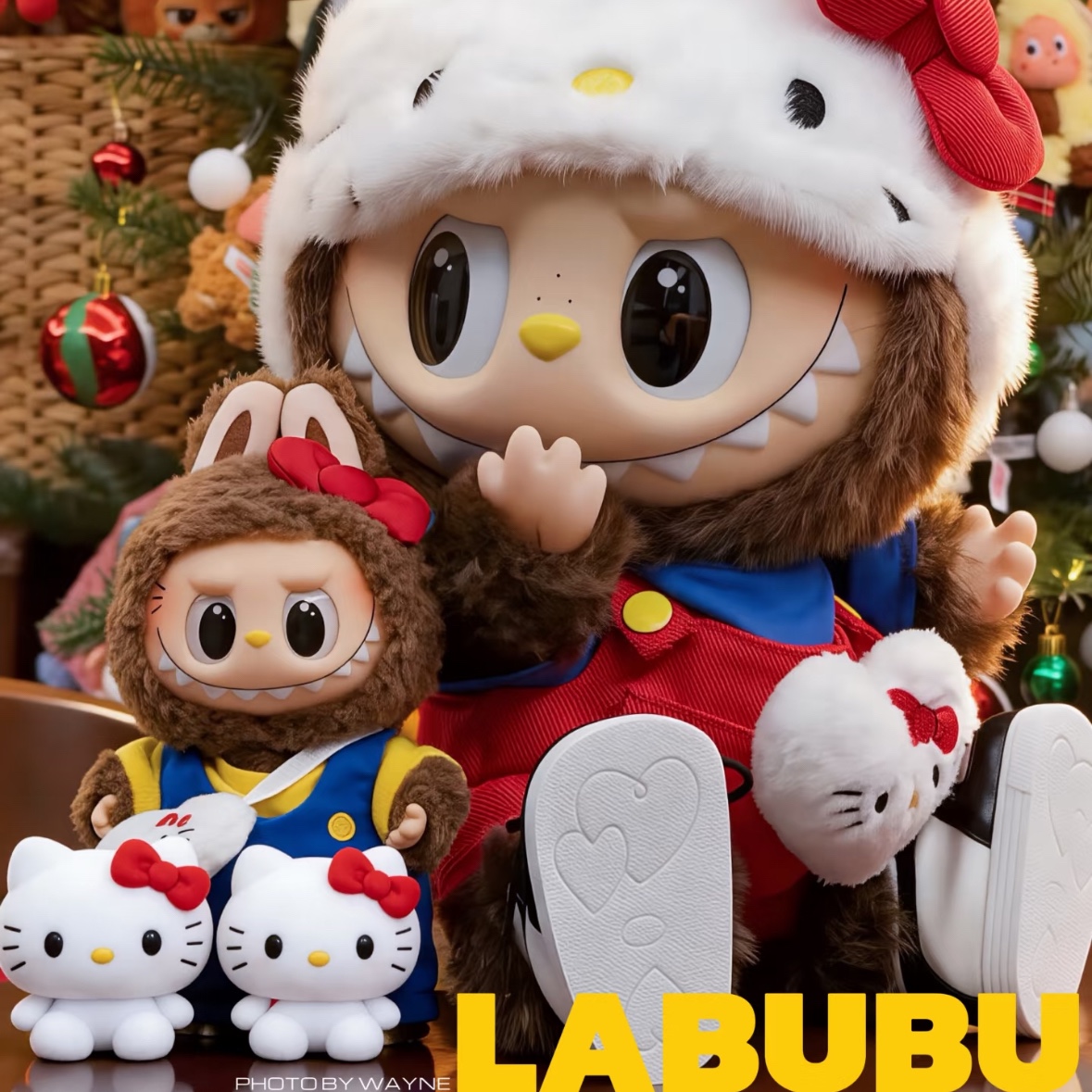 Pop Mart Labubu The Monsters x Hello Kitty And Friends Series Plush Pendant Classic Hello Kitty (Opened Case), Pop Mart Labubu The Monsters x Hello Kitty Vinyl Plush Doll 착용 스타일