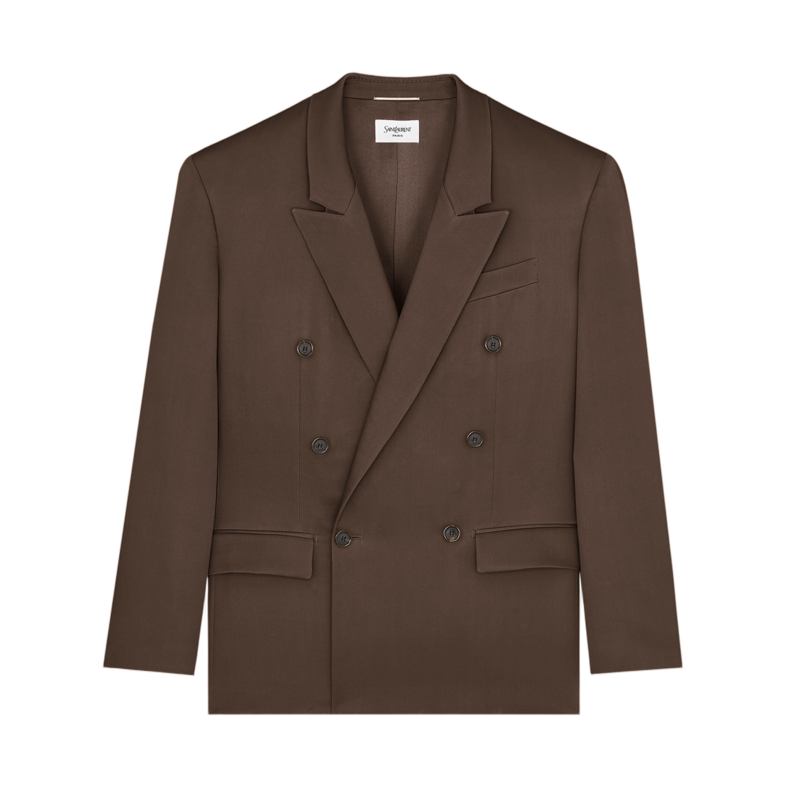 854418-Y4K19-2658 Saint Laurent Double Breasted Jacket in Silk Chocolat