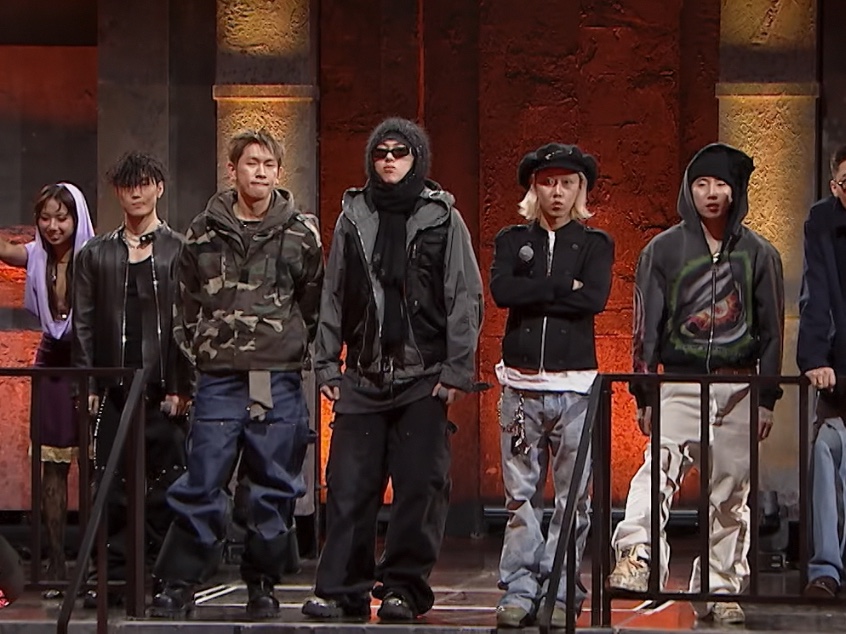 Nonnod Double knee cover pants Vintage black 착용 스타일 - 1