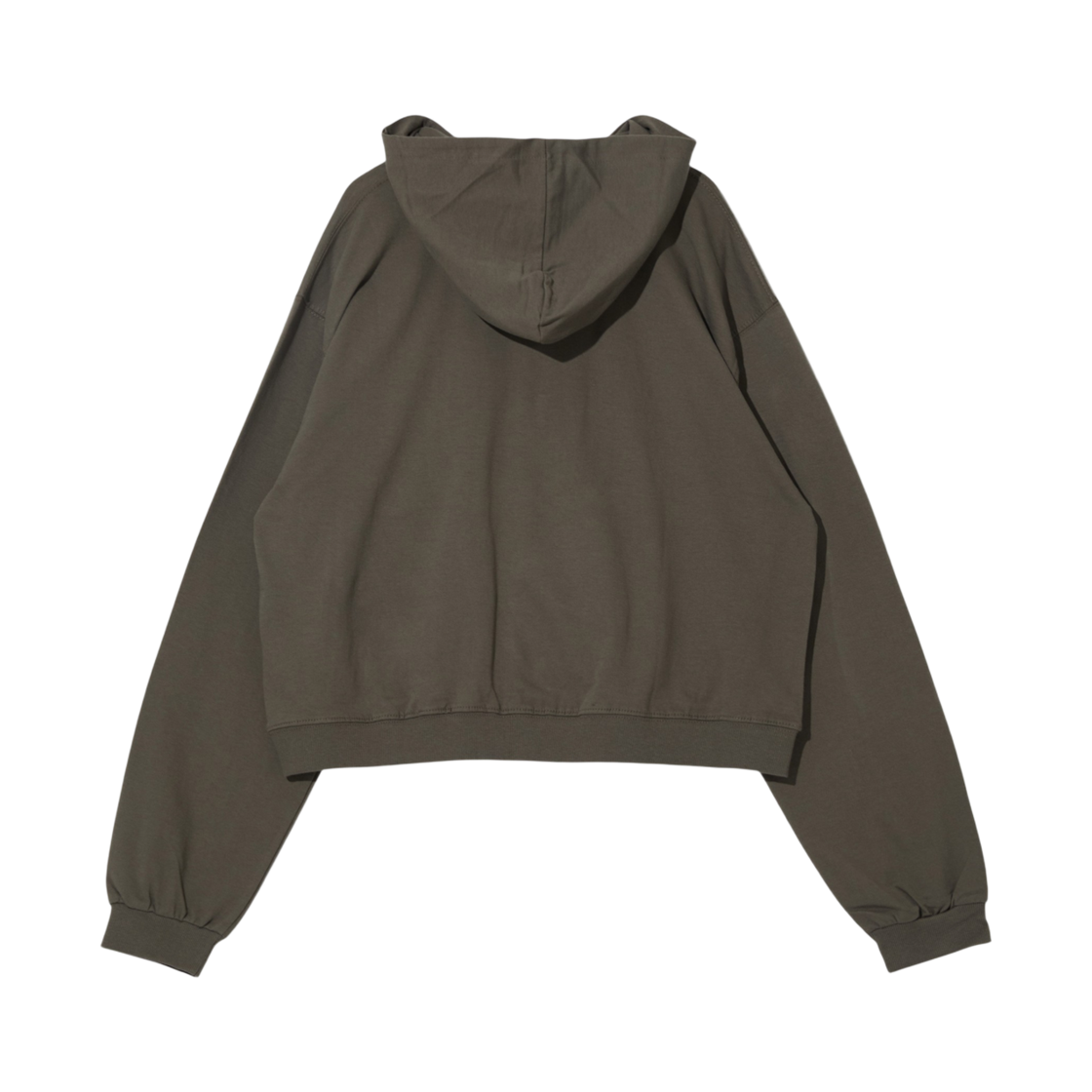 언더마이카 무.96 안티 Fxxking 로고 플레이 라이트 크롭 후드 카키(Undermycar Mu.96 Anti Fxxking Logo Play Light Cropped Hoodie khaki) - 2
