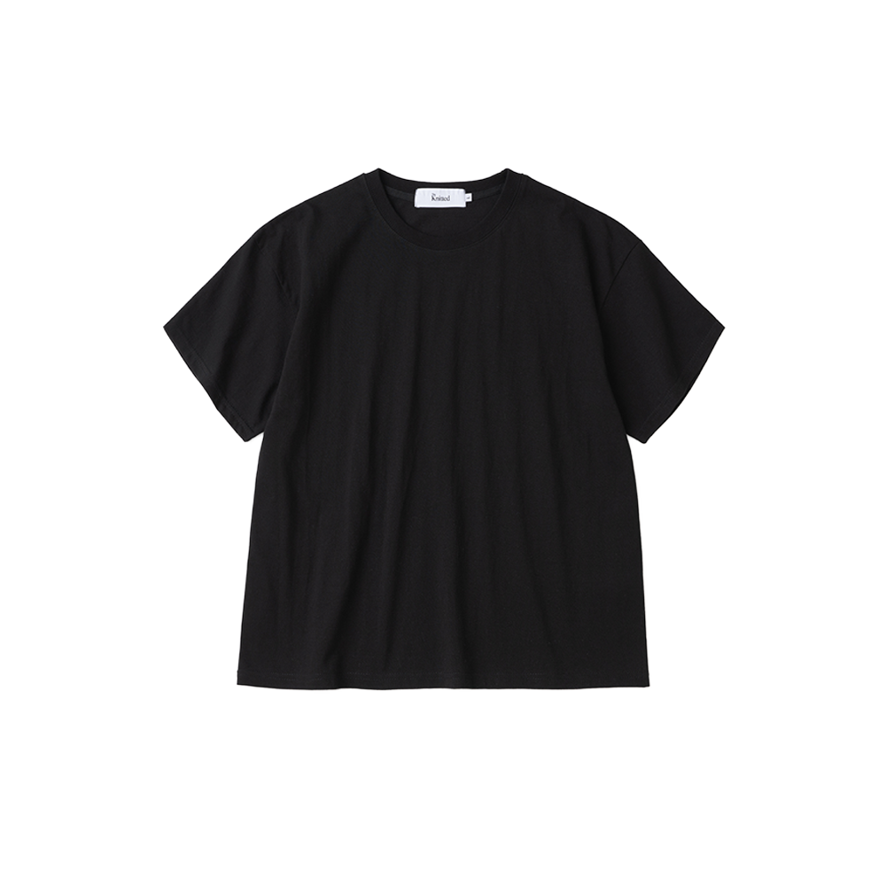 니티드 코튼 크롭 티셔츠 블랙(Knitted Cotton Crop T-Shirts Black)