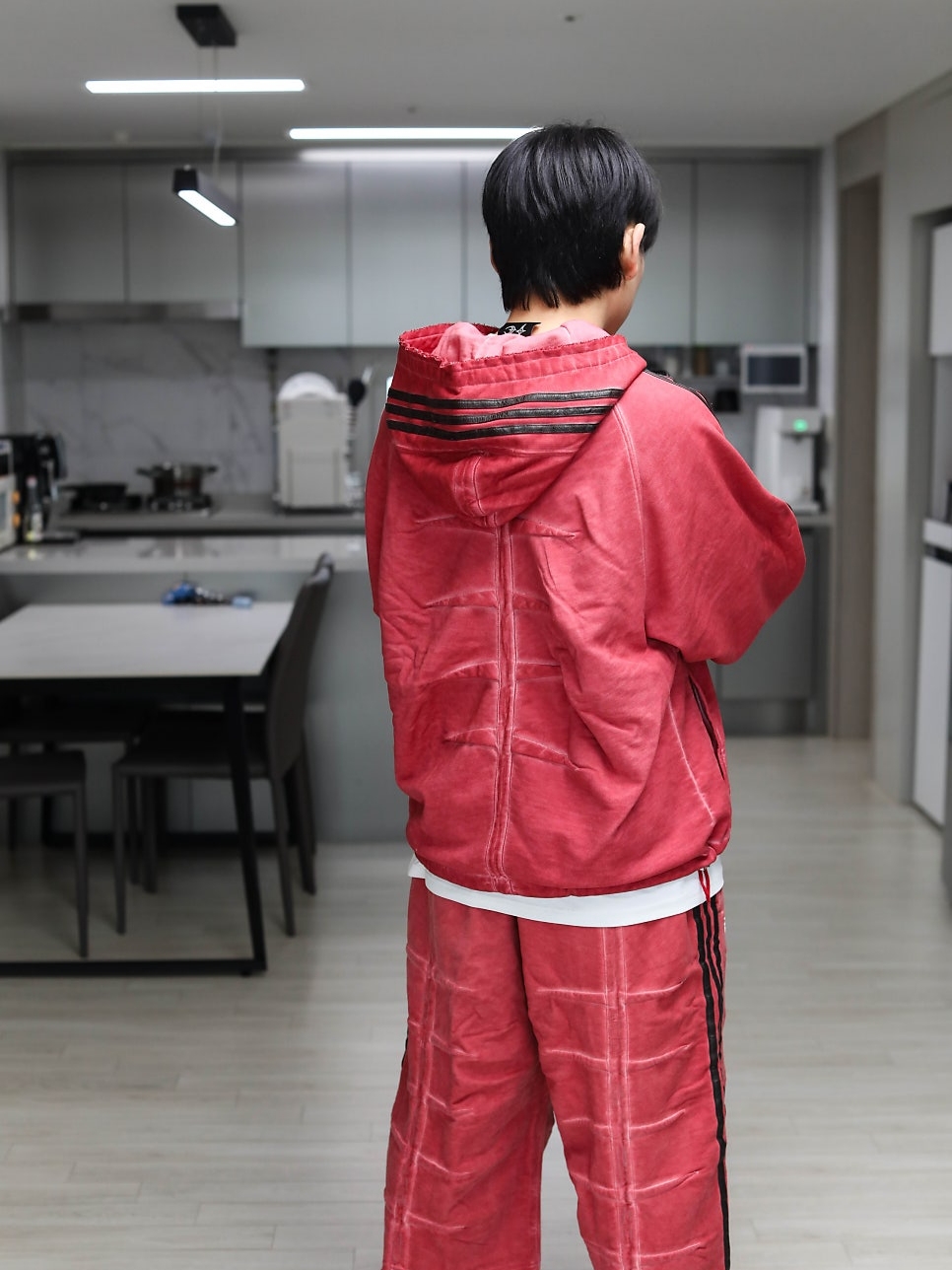Adidas x Thug Club Sweat Hoodie Power Red - KR Sizing 착용 스타일 - 2