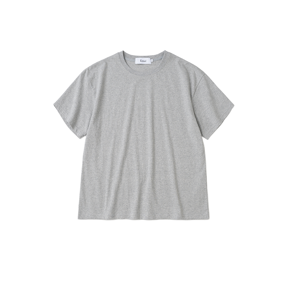 니티드 코튼 크롭 티셔츠 그레이(Knitted Cotton Crop T-Shirts Grey)