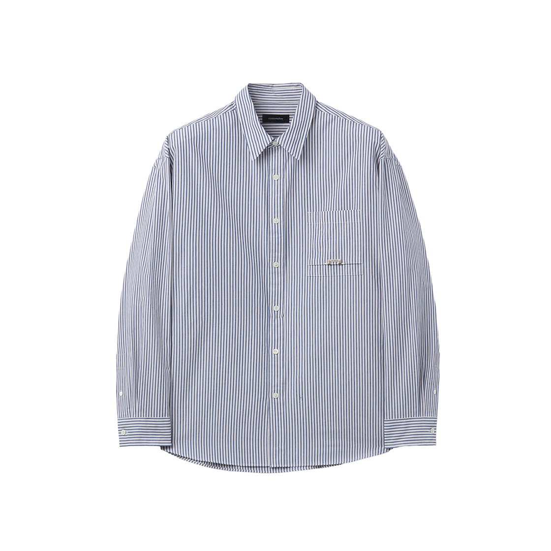 커스텀멜로우 오버사이즈 스트라이프 셔츠 블루(Customellow Oversized Fit Stripe Shirt Blue)