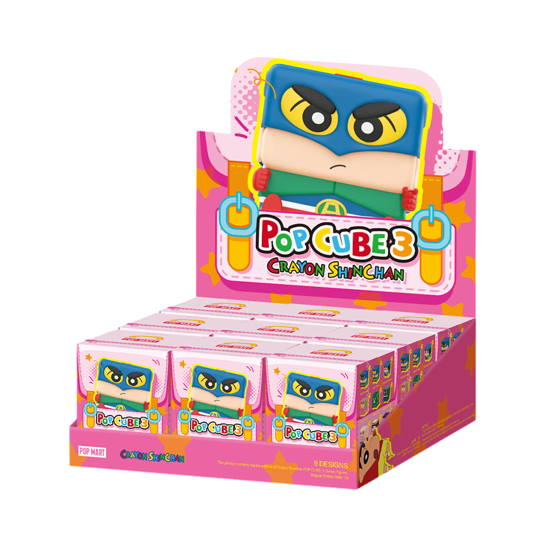 - Pop Mart Crayon Shinchan Pop Cube 3 Series Figures Sealed Case (9 Blind Boxes)