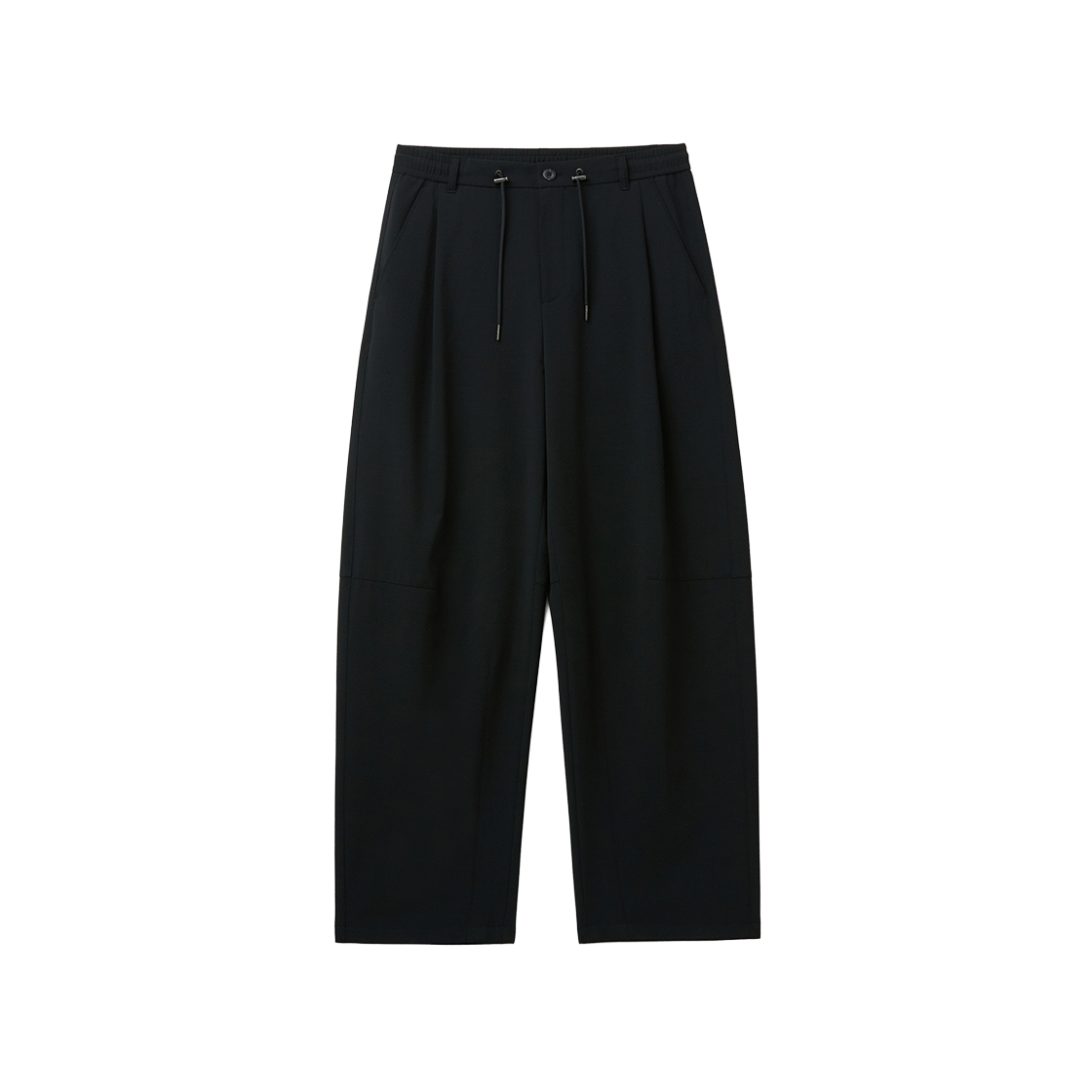 커스텀멜로우 커브드 드로스트링 시어서커 팬츠 블랙(Customellow Curved Drawstring Seersucker Pants Black) - 1