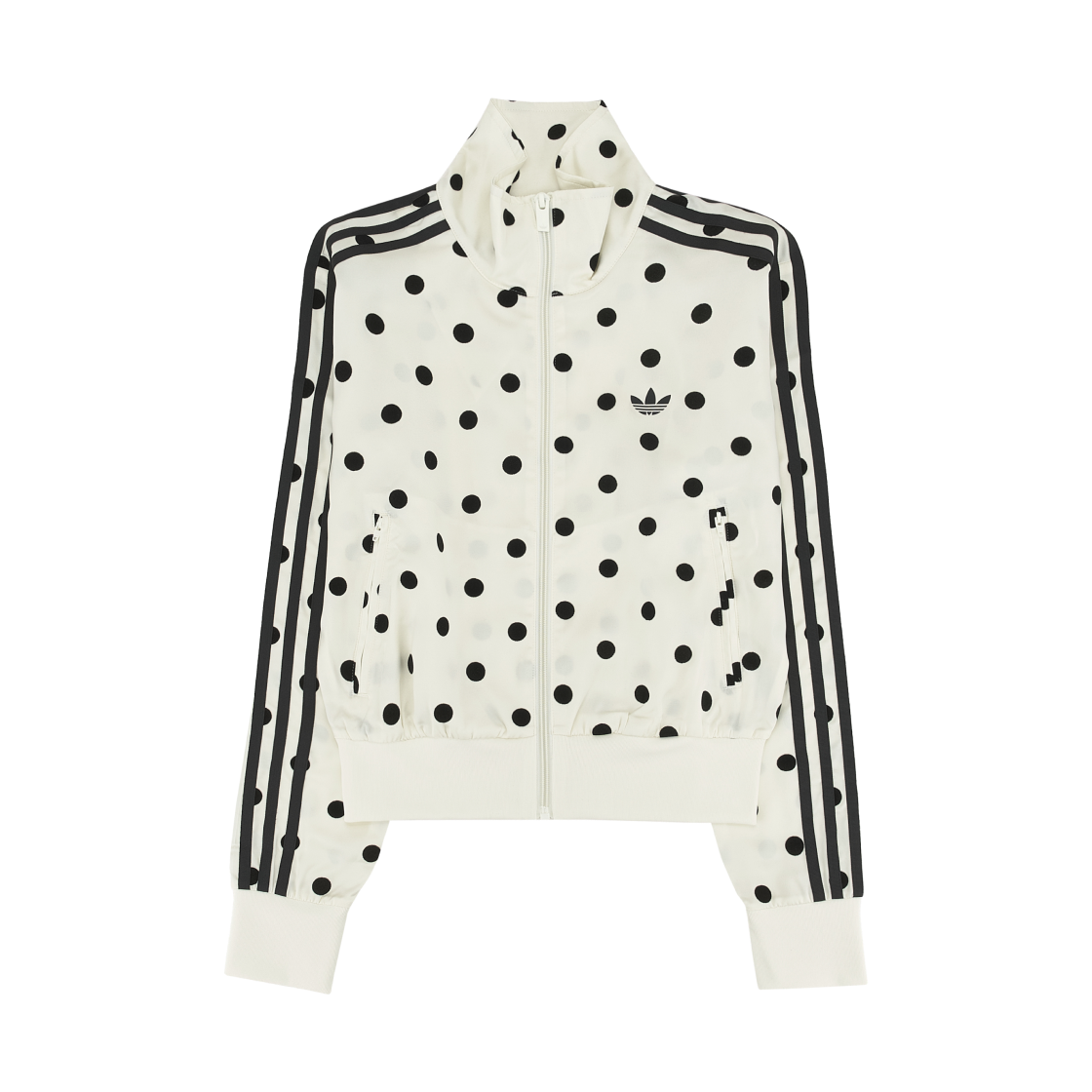 (W) 아디다스 오리지널스 사틴 폴카 닷 트랙 탑 오프 화이트 - KR 사이즈((W) Adidas Originals Satin Polka Dot Track Top Off White - KR Sizing)