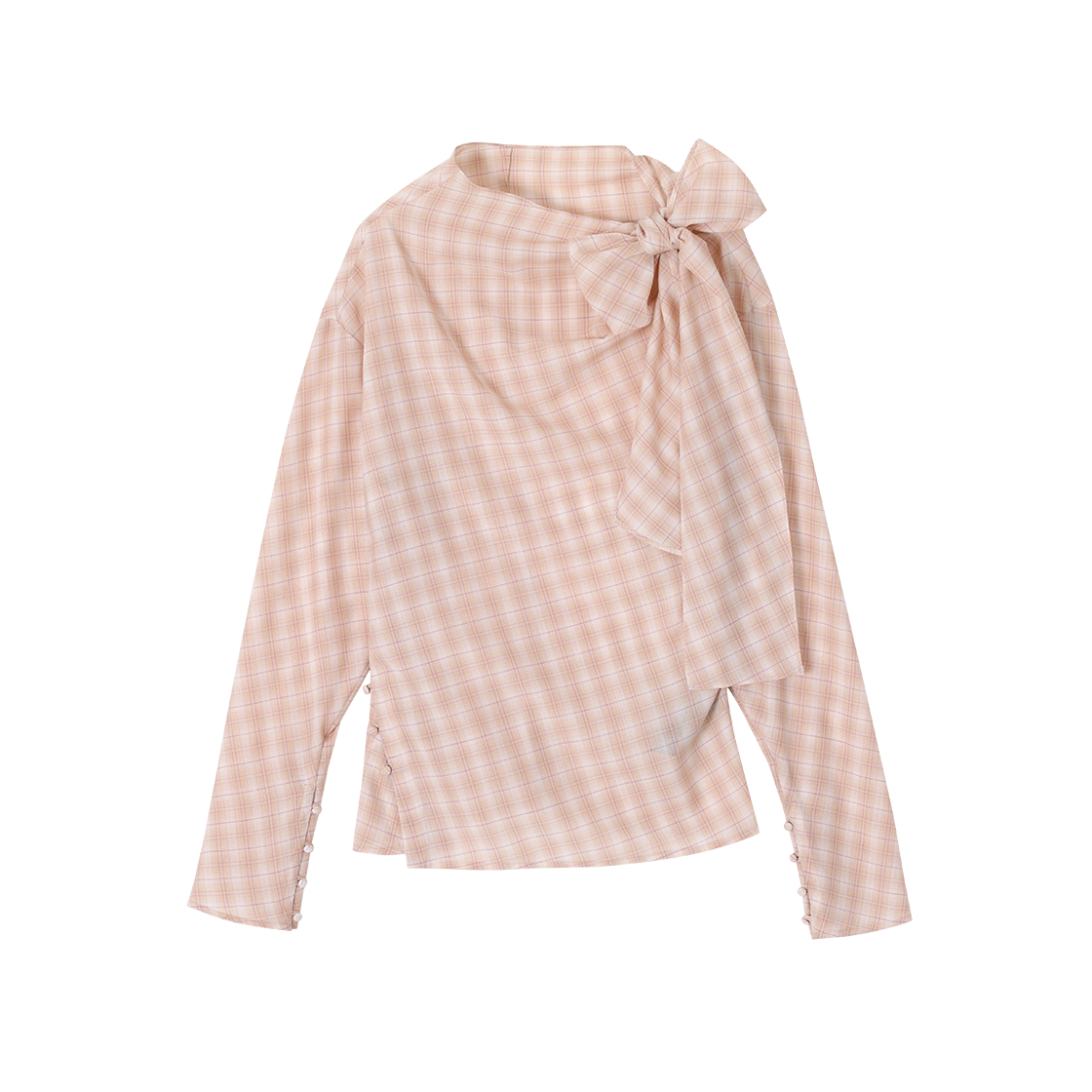 (W) 송지오 리본 드레이프 블라우스 핑크((W) SONGZIO Ribbon Drape Blouse Pink) - 1