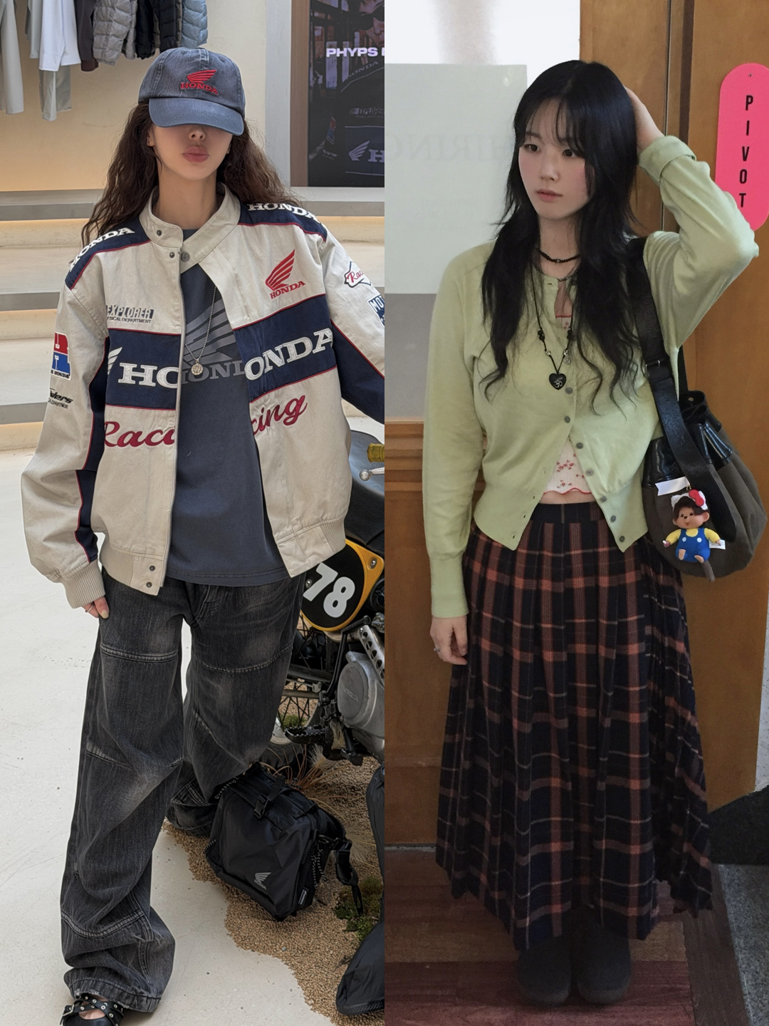 Honda Twill Multi Patch Motorcycle Jacket Ivory, Sanrio Hello Kitty x Monchhichi 50th Anniversary Monchhichi Holder 착용 스타일 - 2