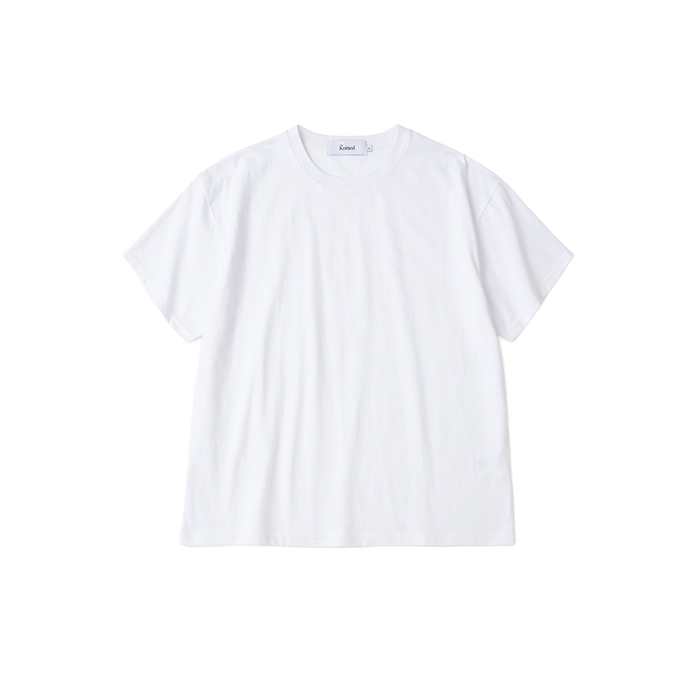 니티드 코튼 크롭 티셔츠 화이트(Knitted Cotton Crop T-Shirts White)