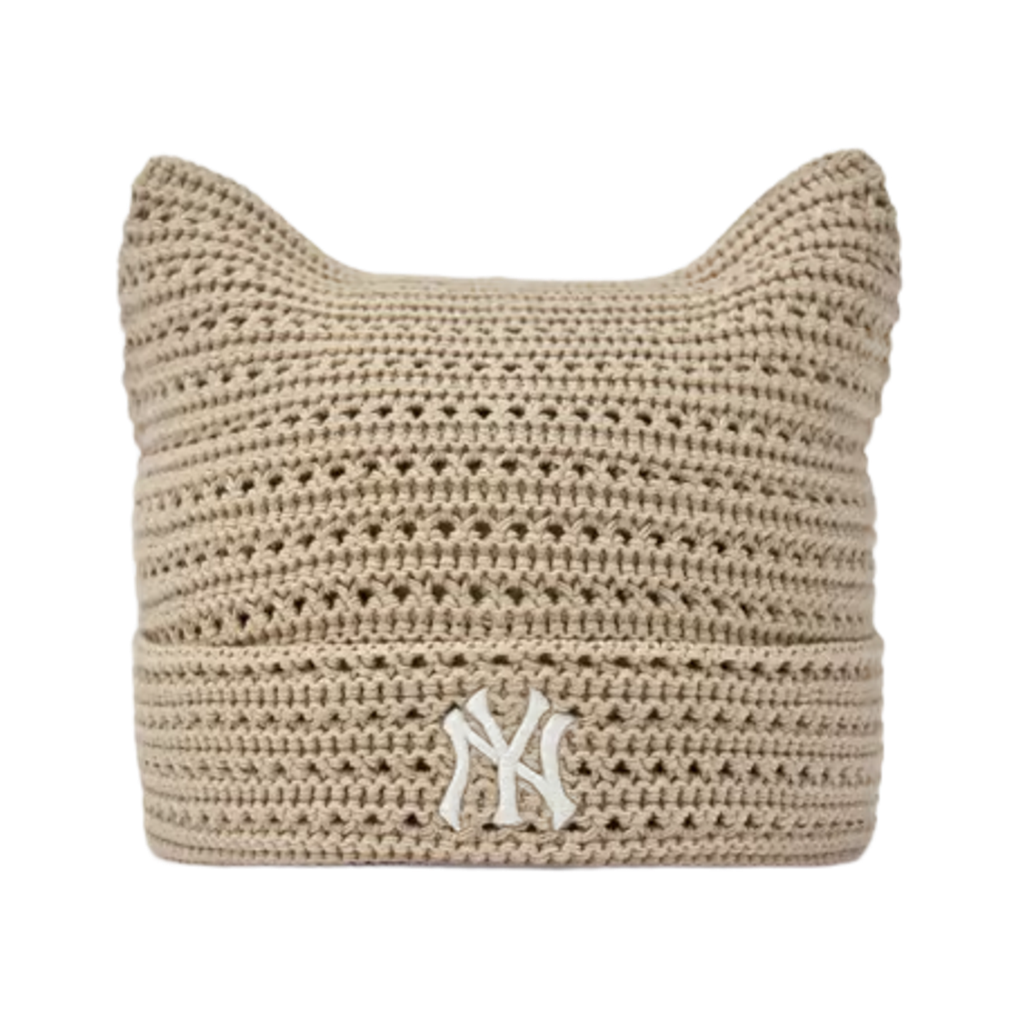 MLB 썸머 크로셰 미야옹 비니 뉴욕양키스 라이트 베이지(MLB Summer Crochet Meowing Beanie New York Yankees Light Beige) - 1