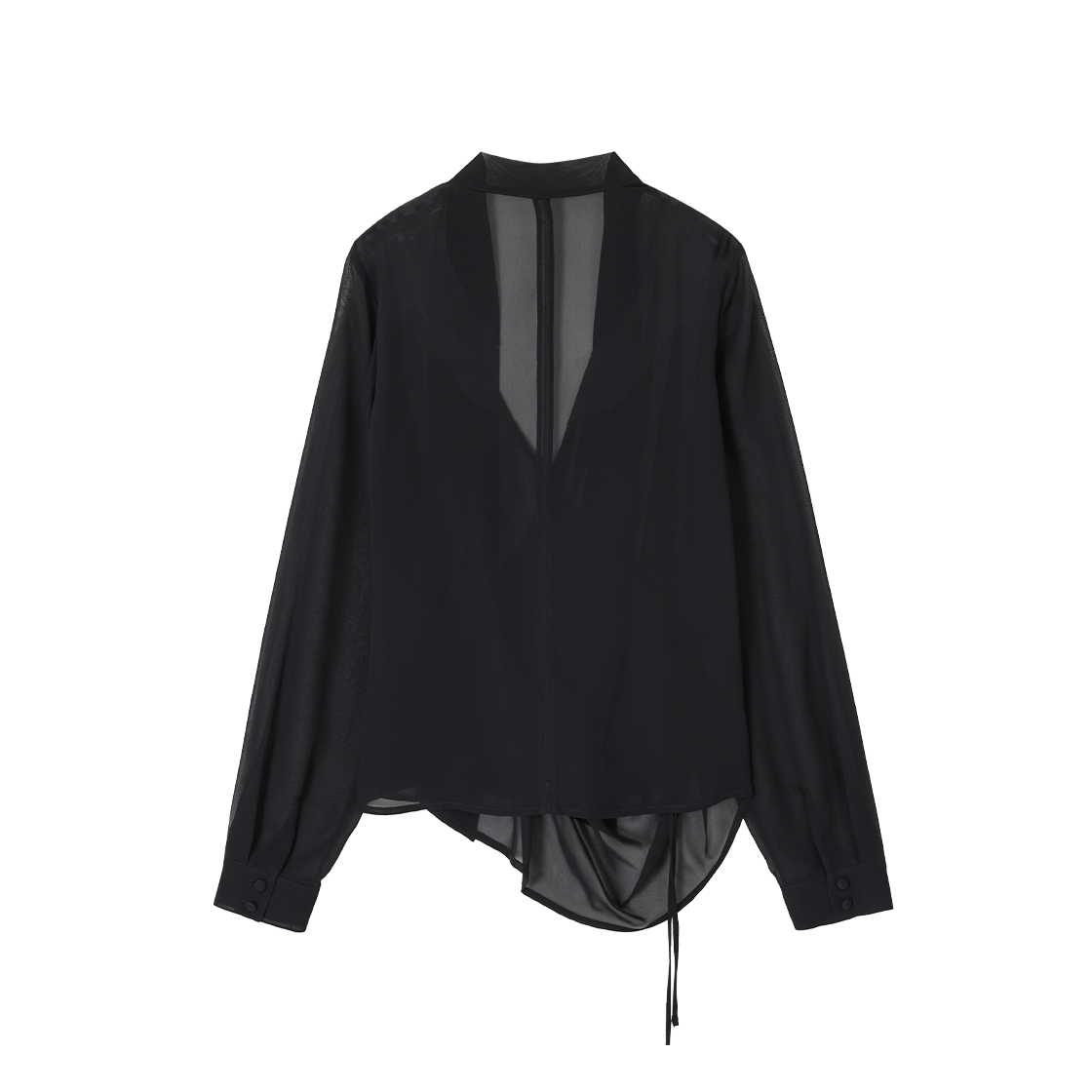(W) 송지오 바이어스 리본 블라우스 블랙((W) SONGZIO Bias Ribbon Blouse Black) - 2
