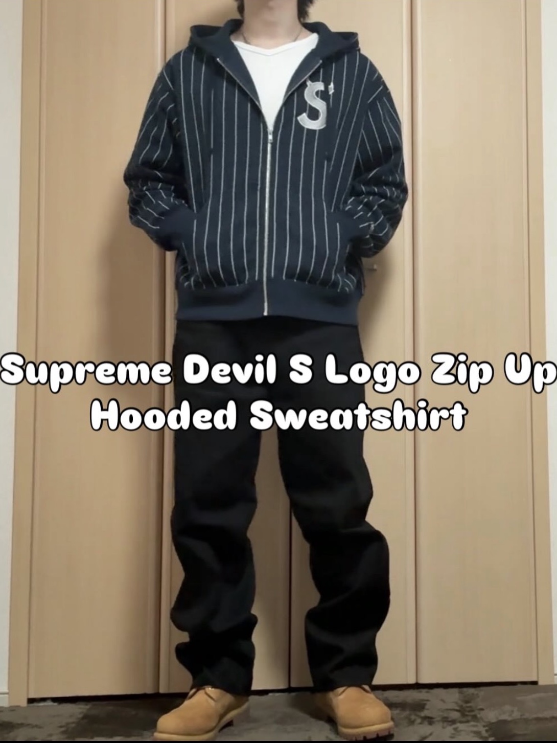 Supreme Devil S Logo Zip Up Hooded Sweatshirt Stripe - 26SS 착용 스타일