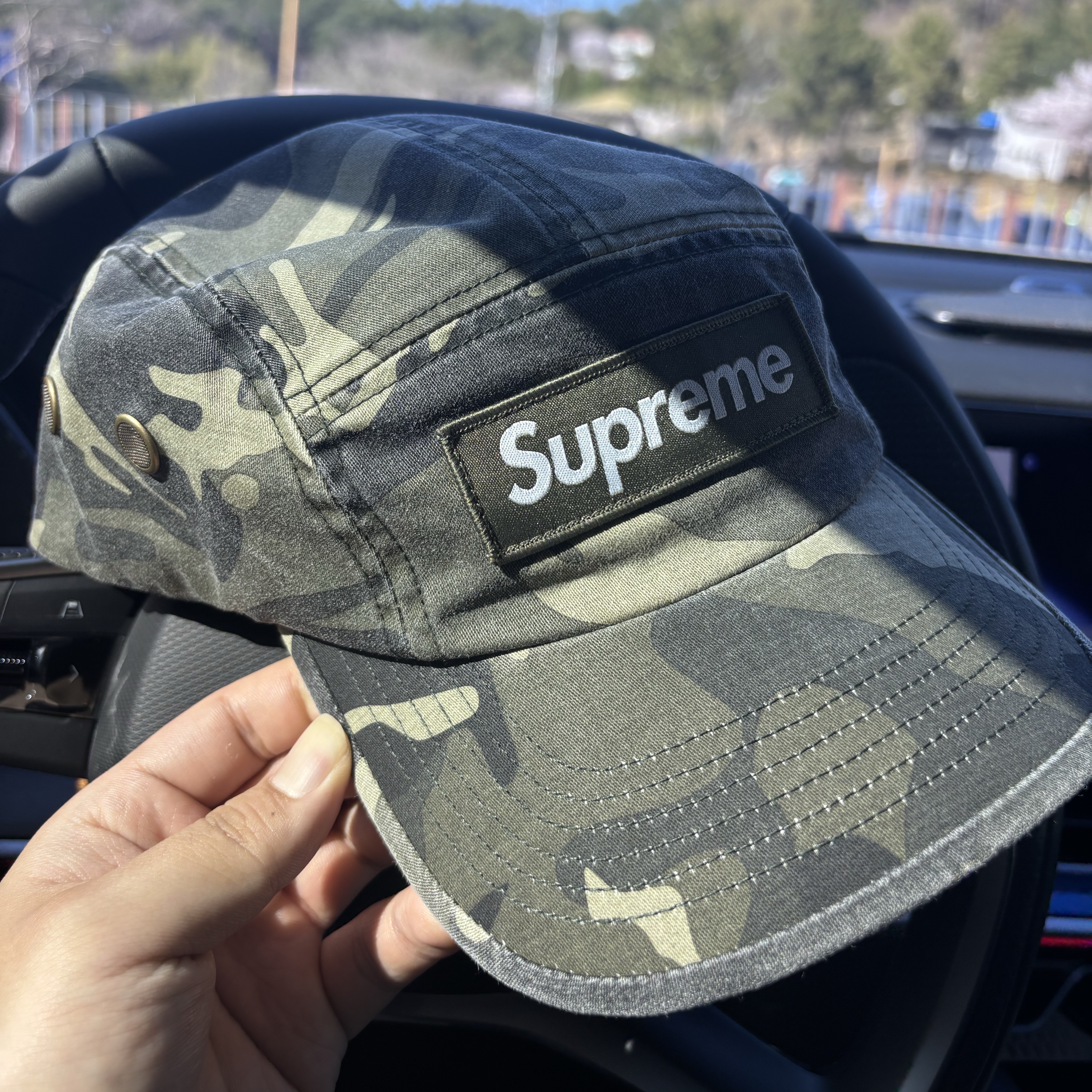 Supreme Military Camp Cap Olive Camo - 23SS 착용 스타일
