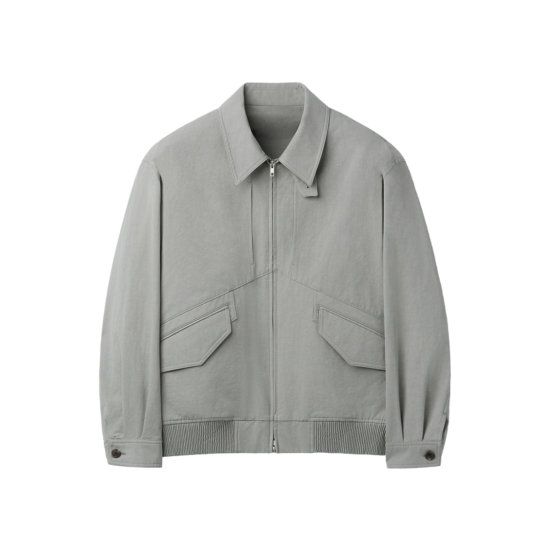 커스텀멜로우 코튼 카라 블루종 라이트 그레이(Customellow Cotton Collar Blouson Light Gray) - 1