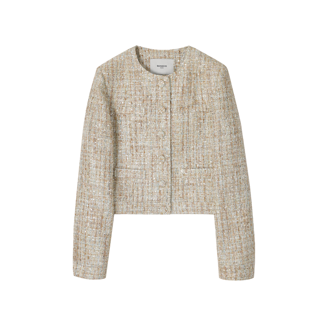 WI2JK208BE (W) SONGZIO Frill Tweed Jacket Beige
