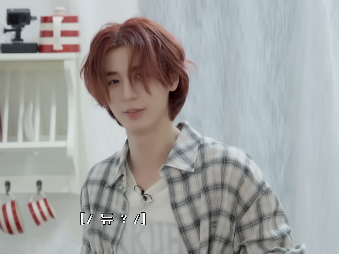 Undermycar Mu.122 Original Logo Basic Long Sleeve Check Shirts Purple Beige 착용 스타일 - 2