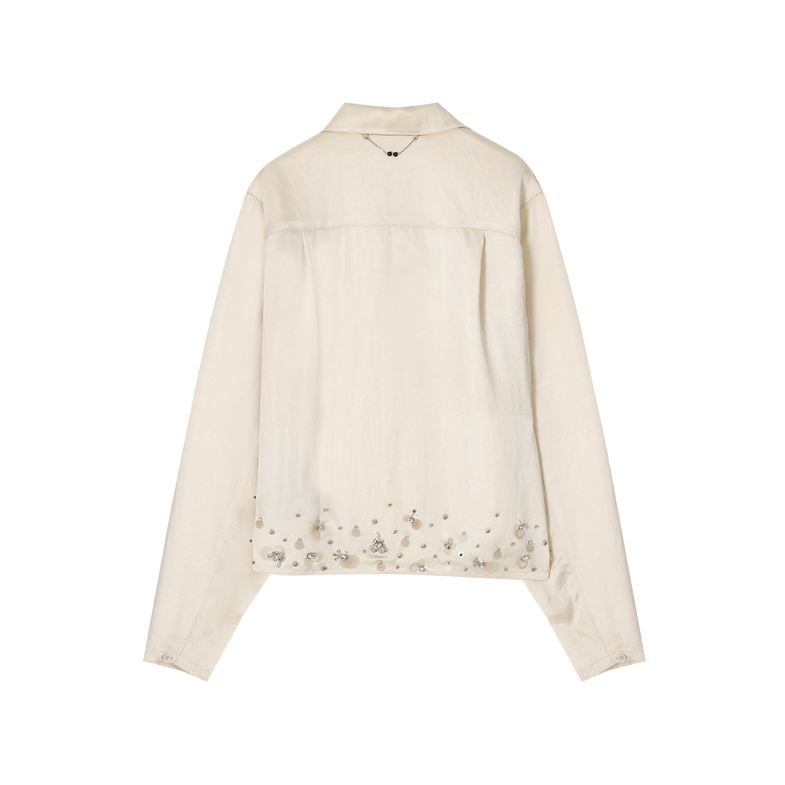 (W) 송지오 쥬얼 비딩 사틴 블라우스 라이트 베이지((W) SONGZIO Jewel Beading Satin Blouse Light Beige) - 2
