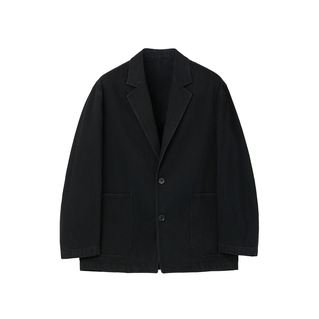 커스텀멜로우 노치드 라펠 데님 자켓 블랙(Customellow Notched Lapel Denim Jacket Black)