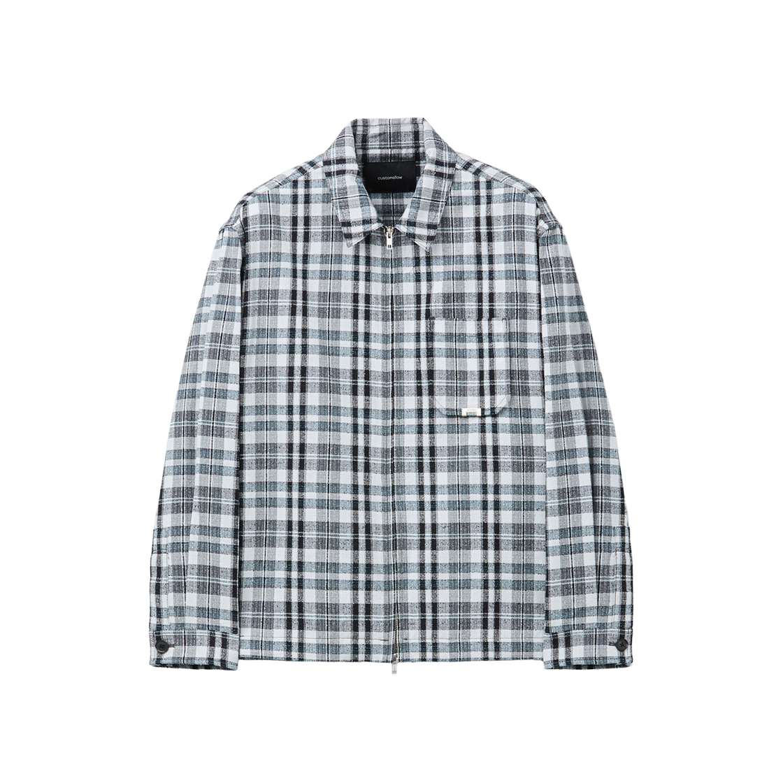커스텀멜로우 체크 집업 셔츠 블랙(Customellow Check Zip Up Shirt Black)