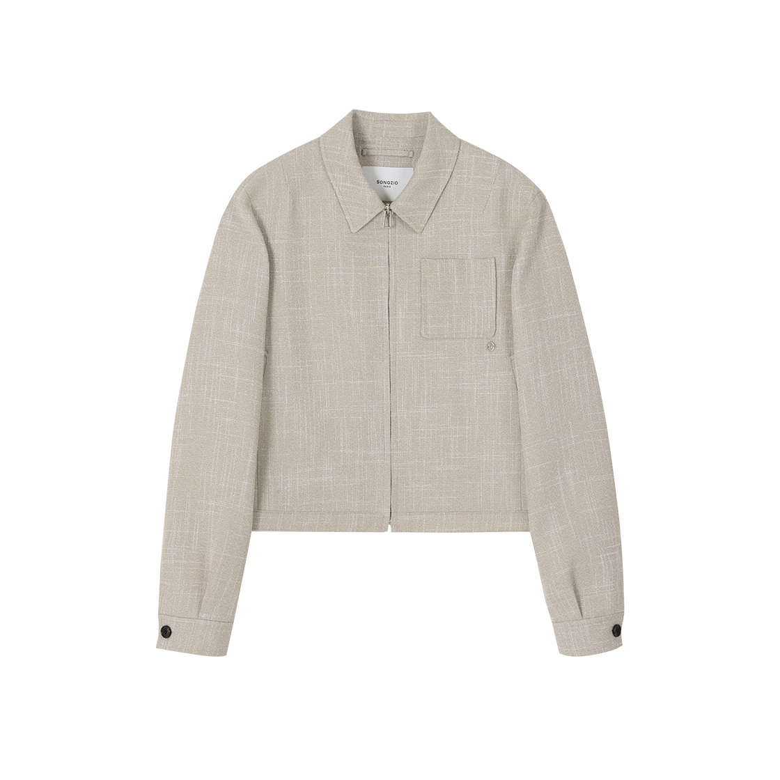 WI2JP222BE (W) SONGZIO Floral Embroidered Tweed Jumper Beige