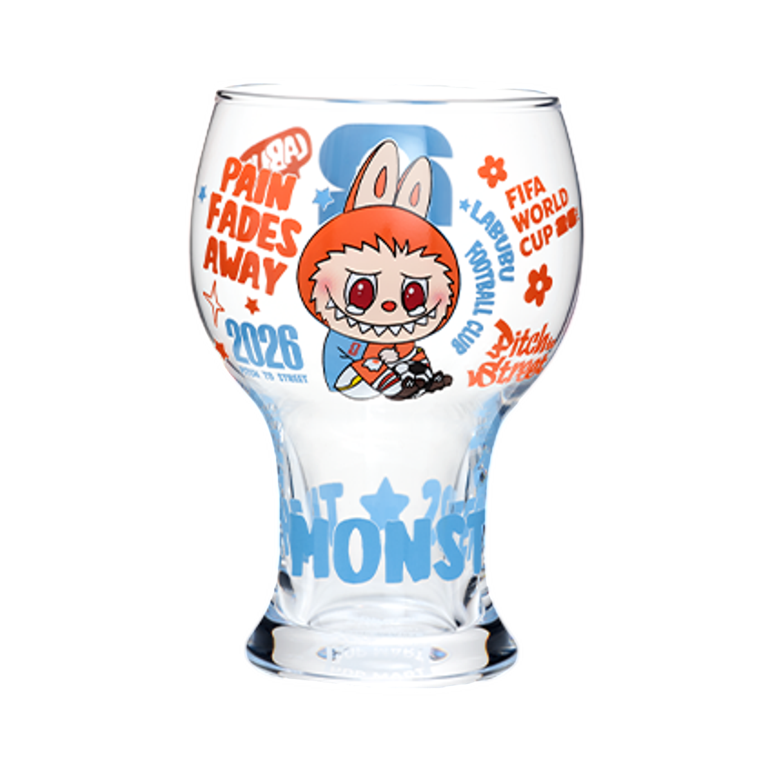 팝마트 더 몬스터즈 x 피파 시리즈 글래스 컵 페인 페이드 어웨이 (개봉 박스)(Pop Mart The Monsters x FIFA Series Glass Cup Pain Fades Away (Opened Case))