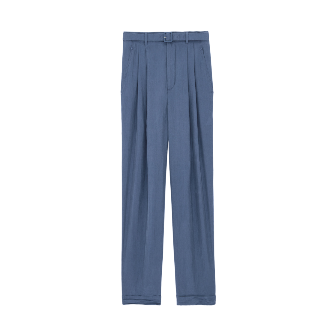 생로랑 캐로트 핏 팬츠 실크 하보타이 블루 아시에(Saint Laurent Carotte Fit Pants in Silk Habotai Bleu Acier)