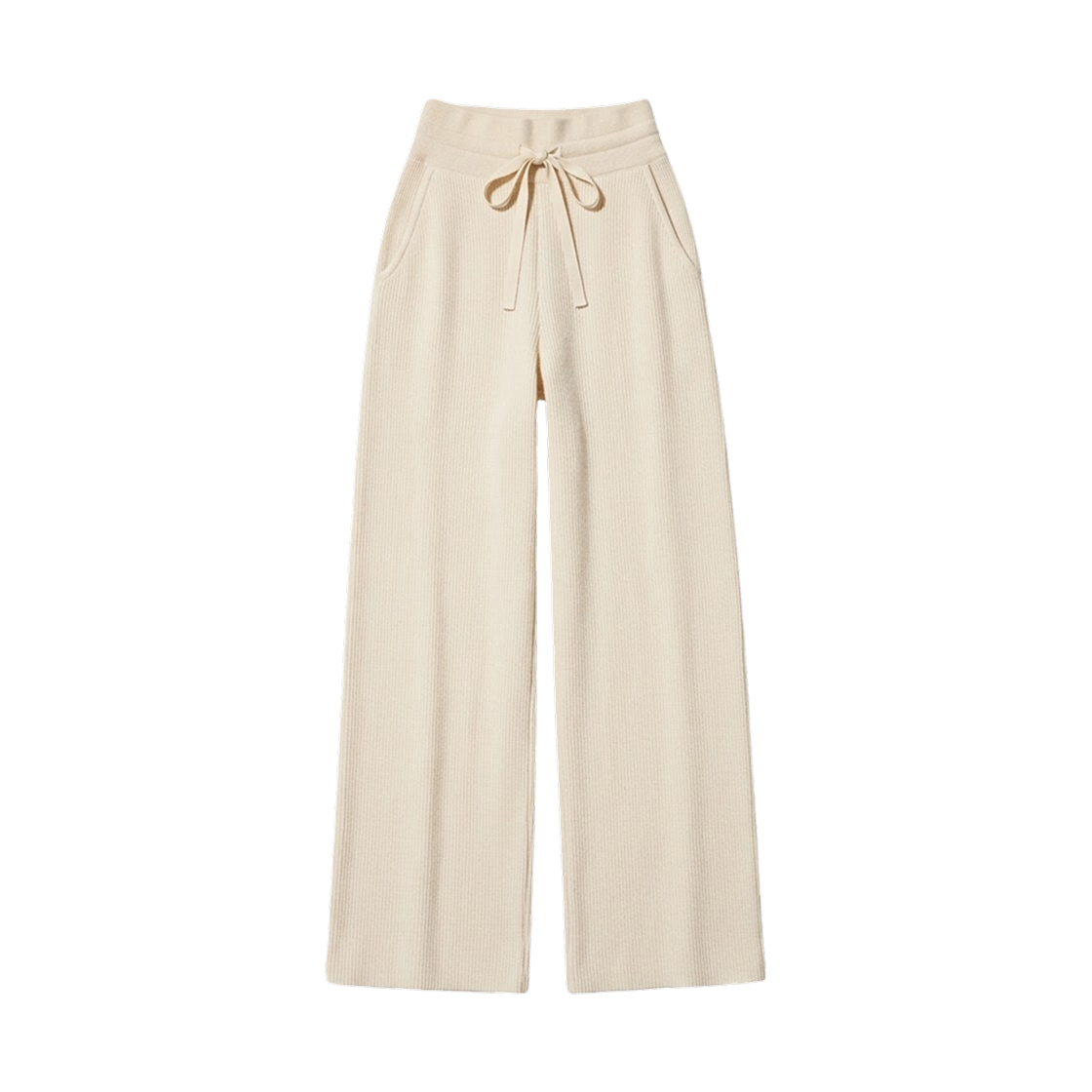 472601-30 (W) Uniqlo Washable Knit Ribbed Pants Tall Natural - JP