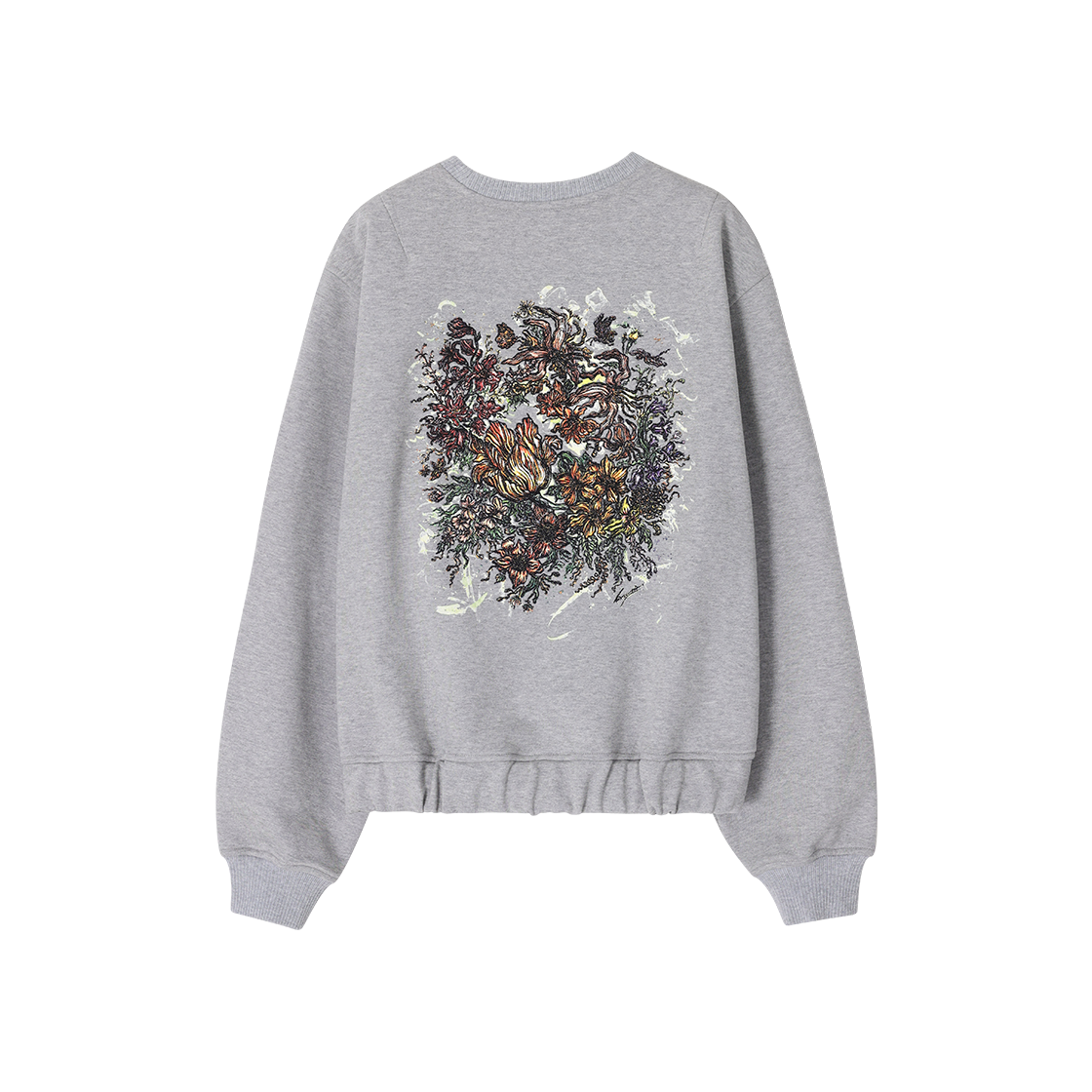 (W) 송지오 플로럴 엠브로이드 스웻셔츠 멜란지 그레이((W) SONGZIO Floral Embroidered Sweatshirt Melange Grey) - 2