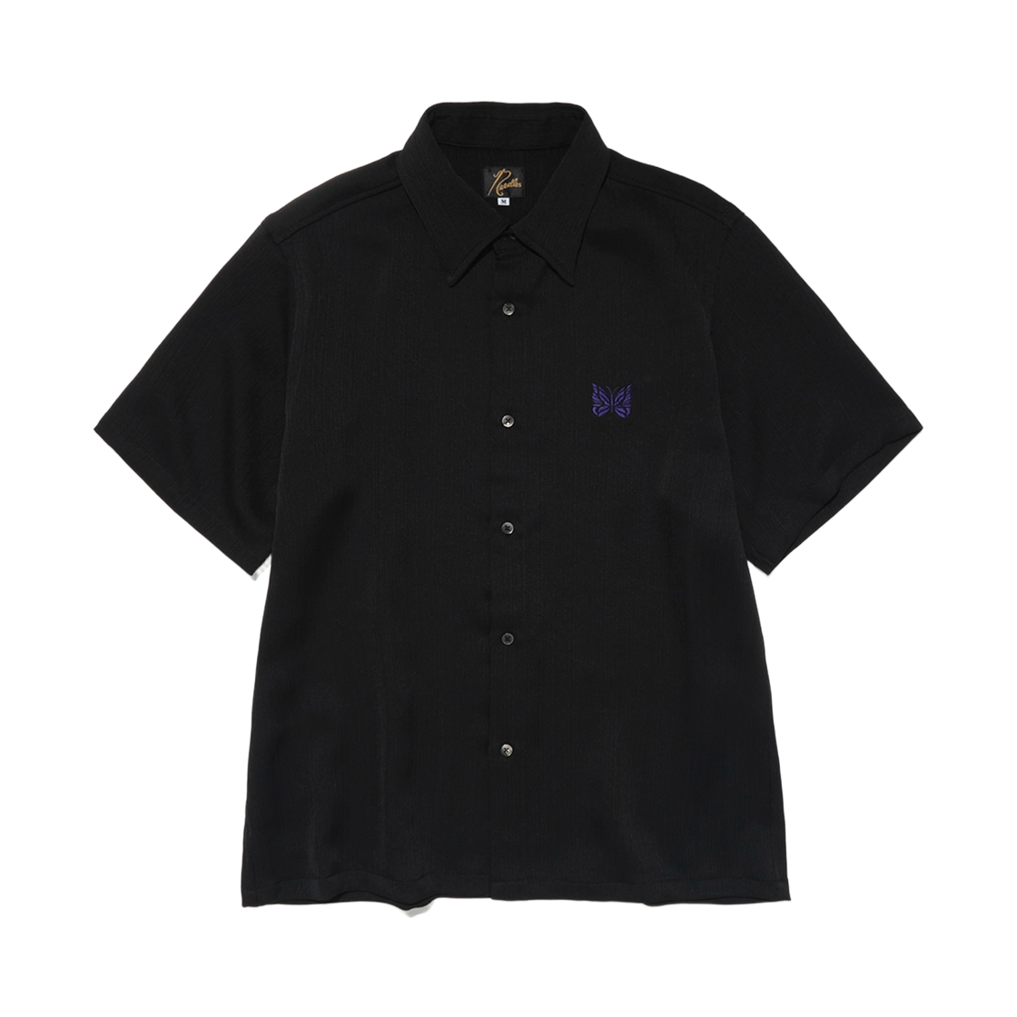 RW1606 Needles x Studious Papillon EMB. S/S Shirt Art Pique Pleats Black