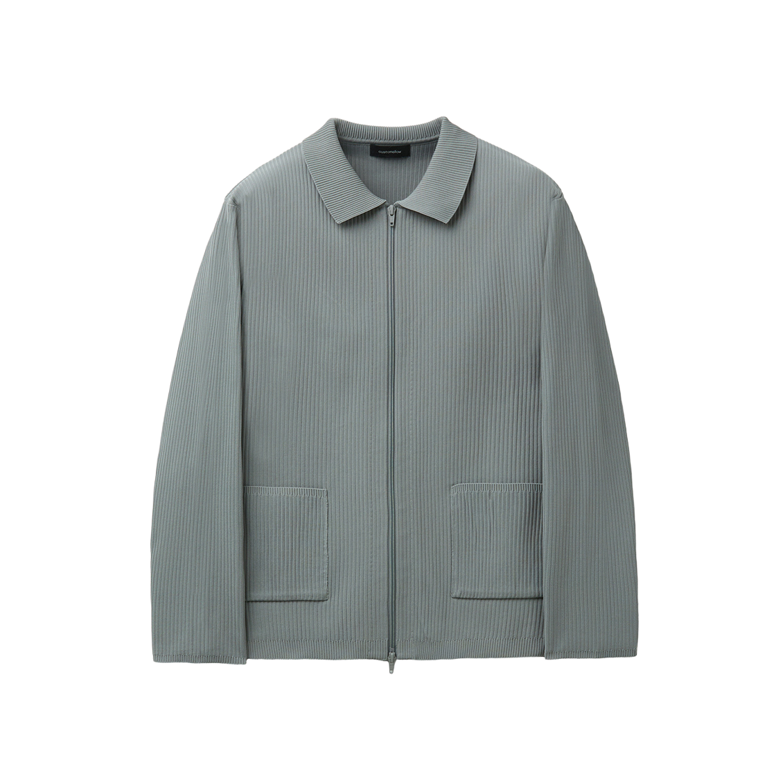 커스텀멜로우 플리츠 폴리 집업 가디건 그레이(Customellow Pleated Poly Zip Up Cardigan Gray)