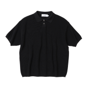 Knitted Coolever PK Crop Half Knit T-shirt BLACK