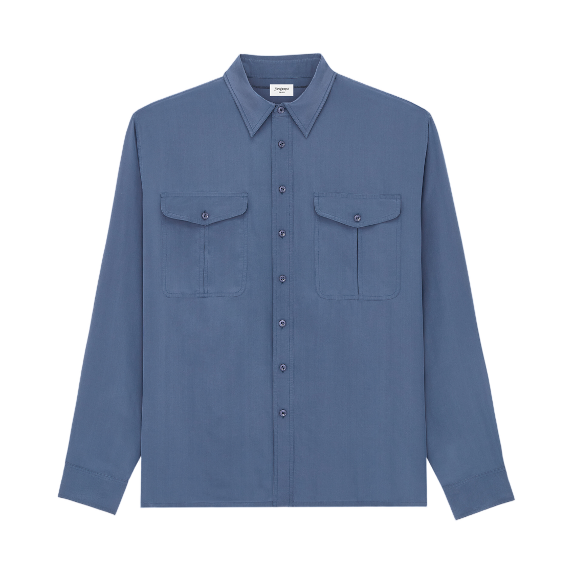 생로랑 셔츠 비스코스 앤 실크 블루 아시에(Saint Laurent Shirt in Viscose and Silk Bleu Acier) - 1