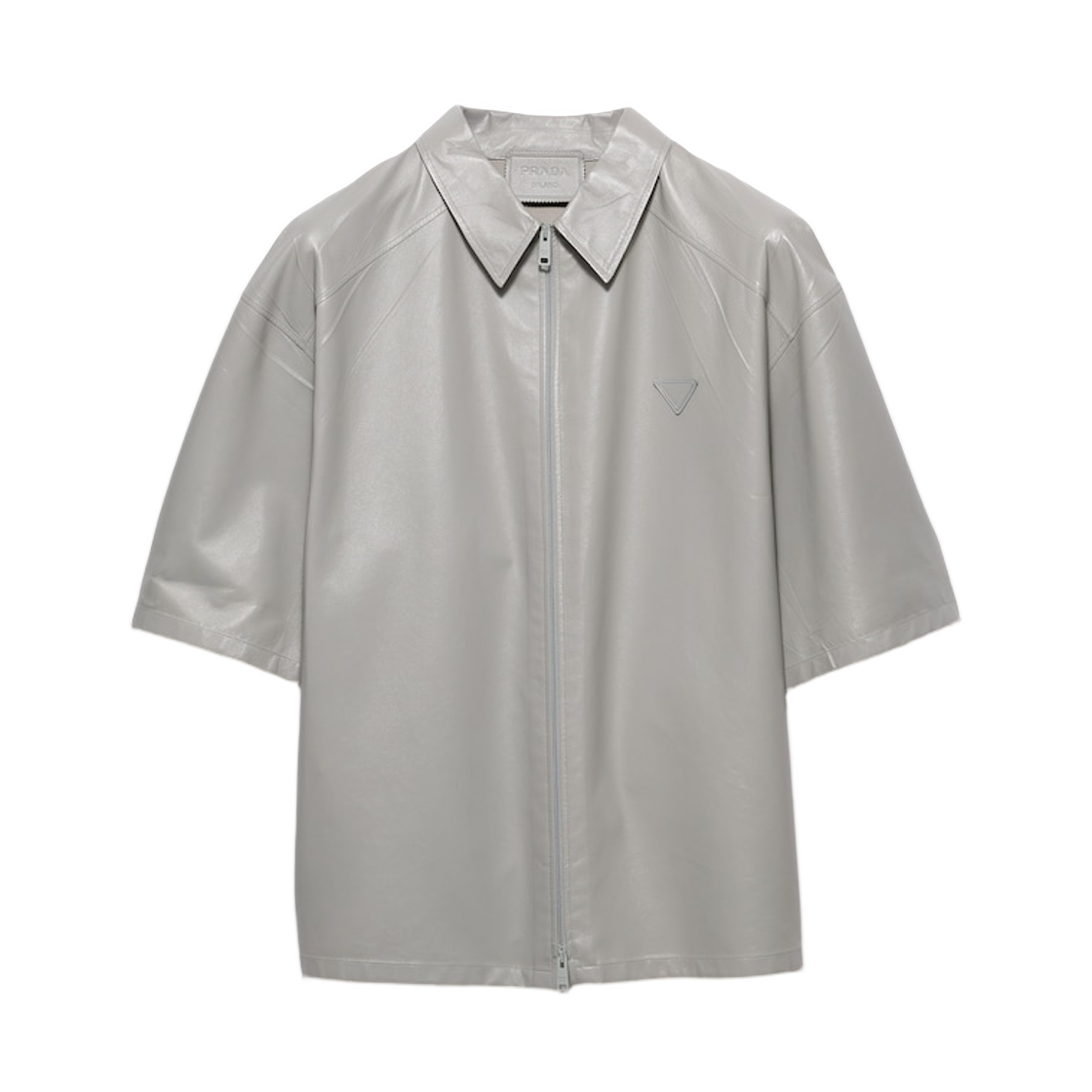프라다 숏슬리브 나파 레더 셔츠 그래닛 그레이(Prada Short-Sleeved Nappa Leather Shirt Granite Gray) - 1