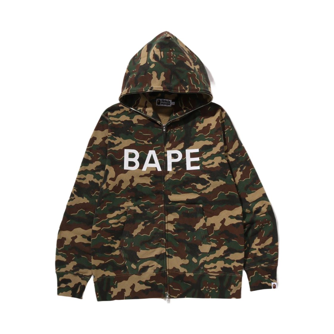 - BAPE Glitch Woodland Camo Full Zip Hoodie Green