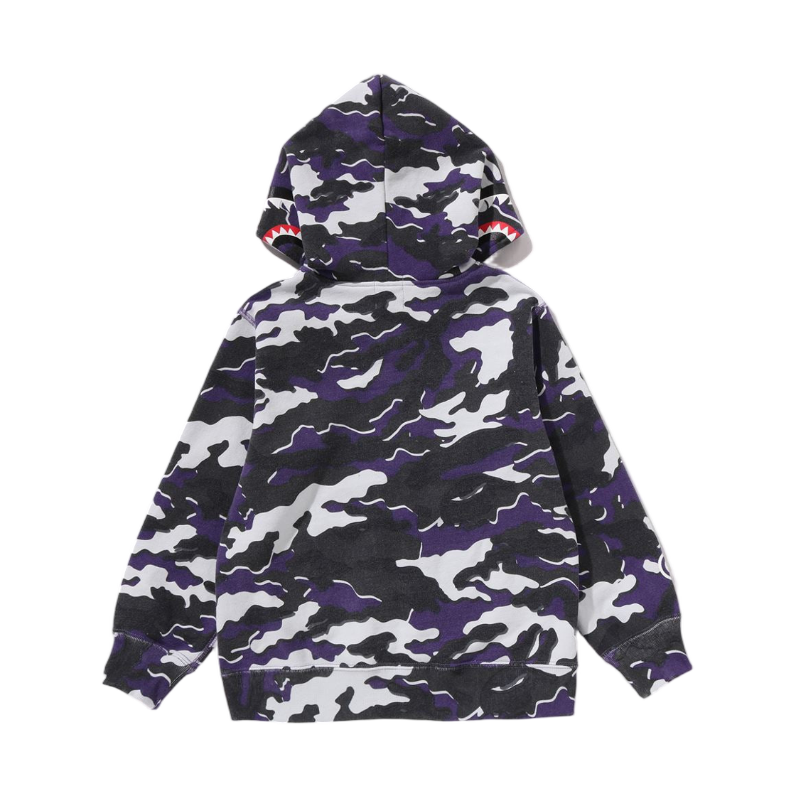 (키즈) 베이프 글리치 우드랜드 카모 샤크 집 후드 퍼플((Kids) BAPE Glitch Woodland Camo Shark Zip Hoodie Purple) - 3