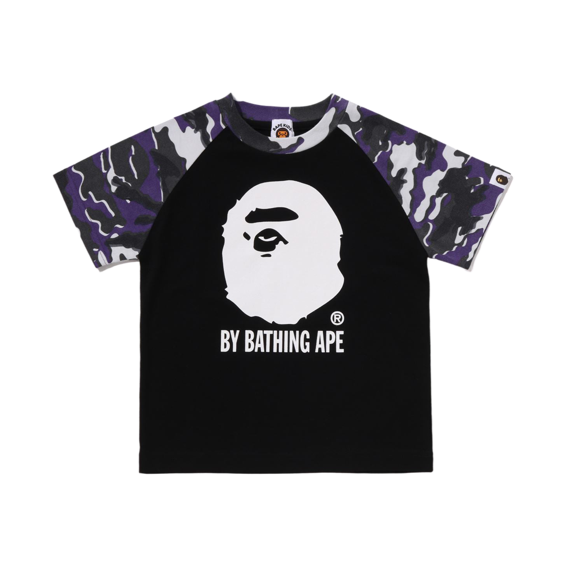 (키즈) 베이프 글리치 우드랜드 카모 바이 베이싱 에이프 티셔츠 블랙((Kids) BAPE Glitch Woodland Camo By Bathing Ape T-Shirt Black) - 1