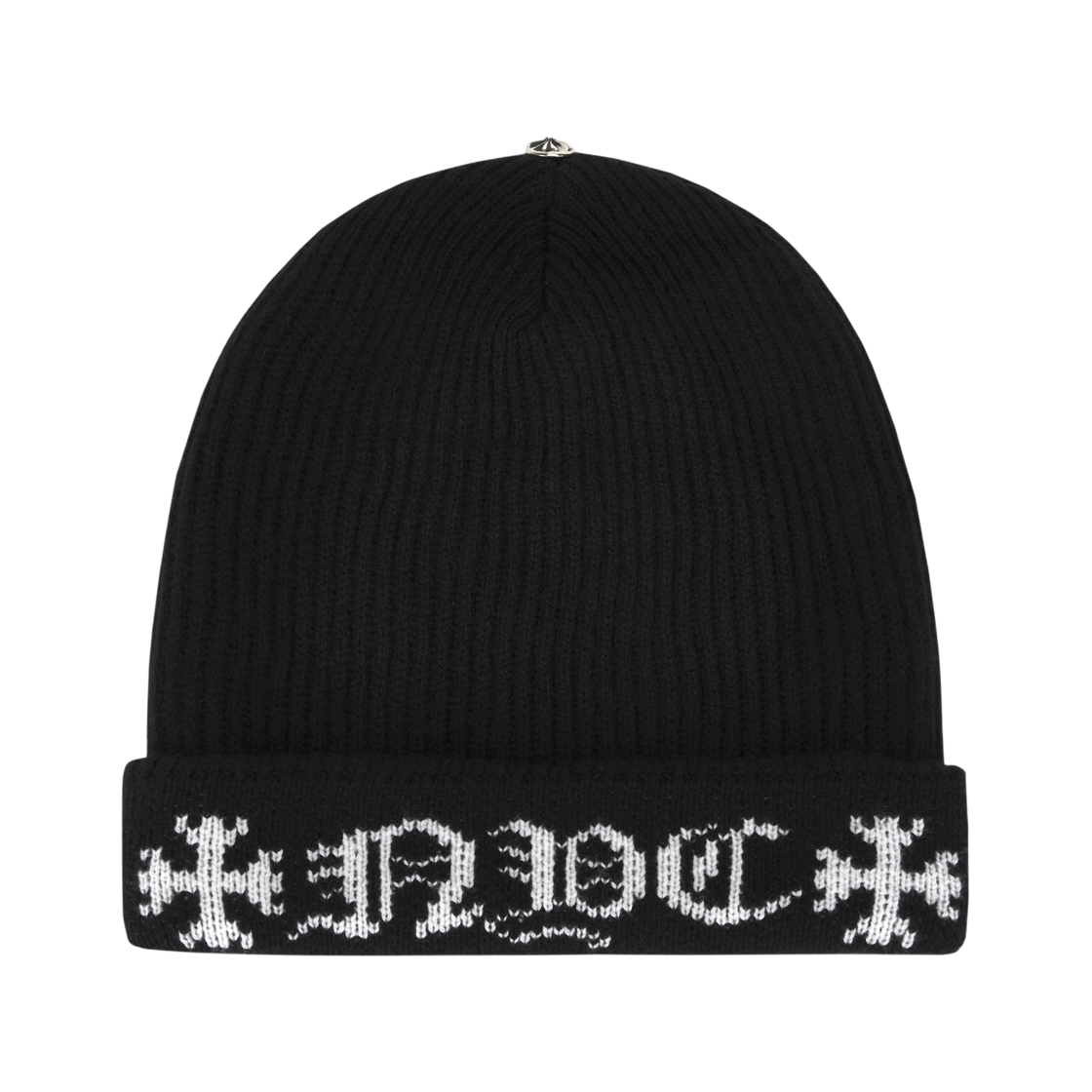 크롬하츠 빅 대디 캐시미어 비니 블랙 - 뉴욕 한정( 크로스 탑 버튼 버전 )(Chrome Hearts Big Daddy Cashmere Beanie Black - New York Exclusive(Cross Top Button Ver.)) - 1