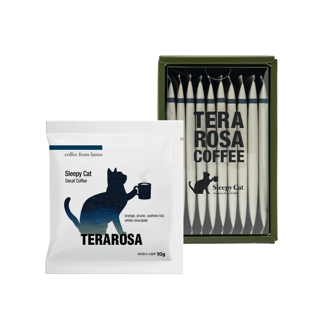 테라로사 브라질 슬리피 캣 디카페인 드립백 세트 10개입(TERAROSA Brazil Sleepy Cat Decaf Drip Bag Gift Set)