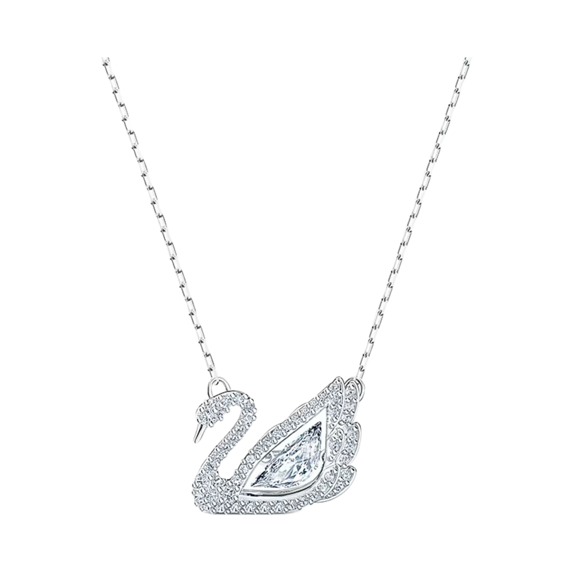 SW5514421 [20% 쿠폰] (W) Swarovski Dancing Swan Necklace White Rhodium Plated