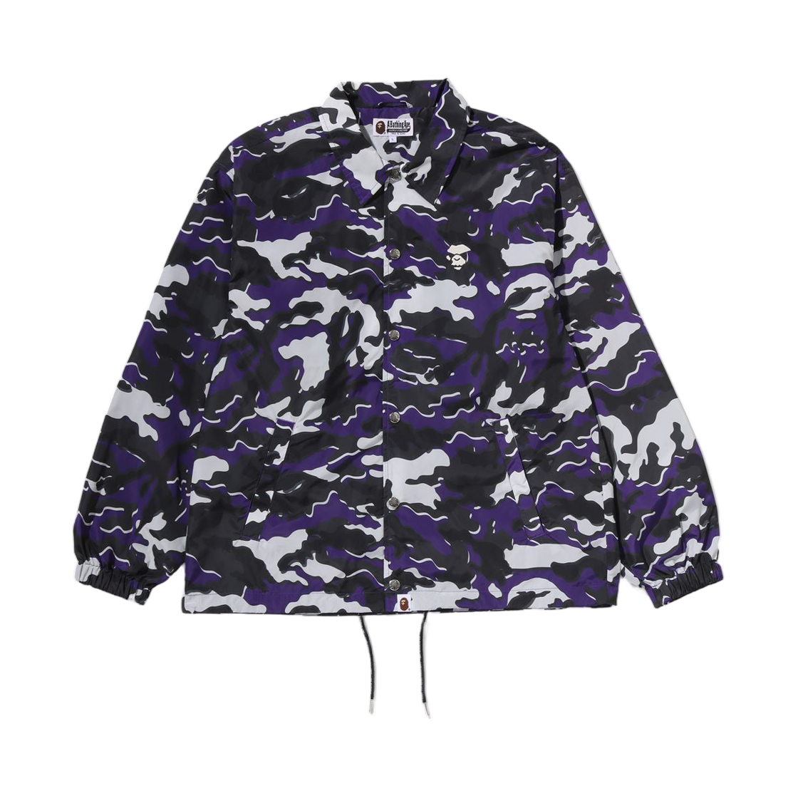 - BAPE Glitch Woodland Camo Coach Jacket Purple
