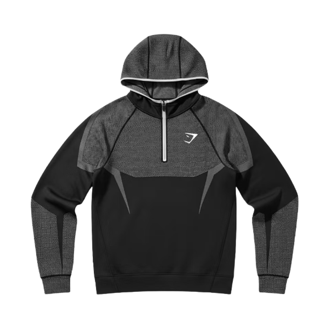 짐샤크 오닉스 5.0 심리스 후드 블랙 라이트 그레이(Gymshark Onyx 5.0 Seamless Hoodie Black Light Grey) - 1