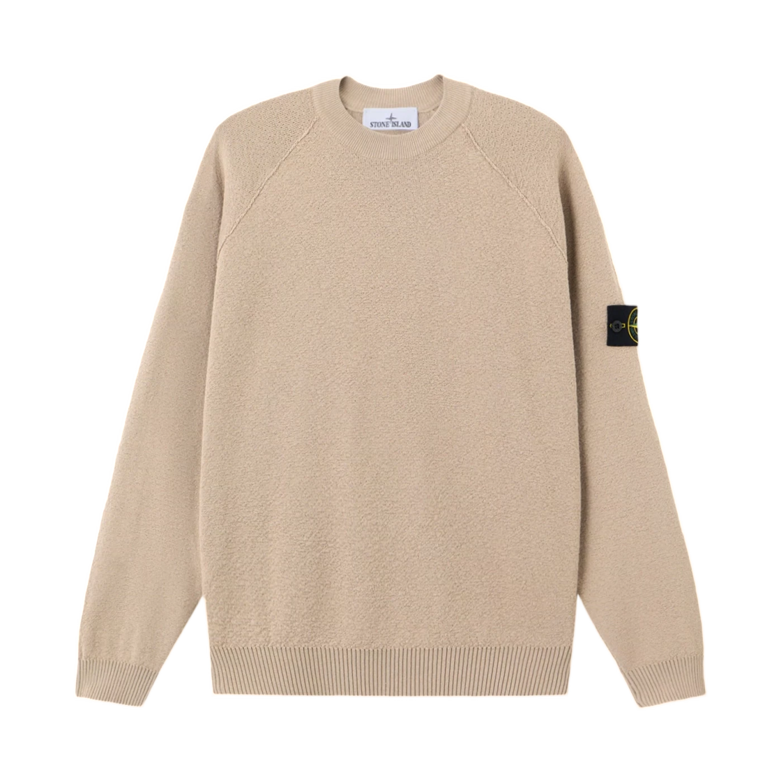 L1S1551000-20S01B9-V009A Stone Island 5100020 Light Raw Hand Organic Cotton Loose-Fit Crewneck Jumper with Raglan Sleeves Desert - 26SS