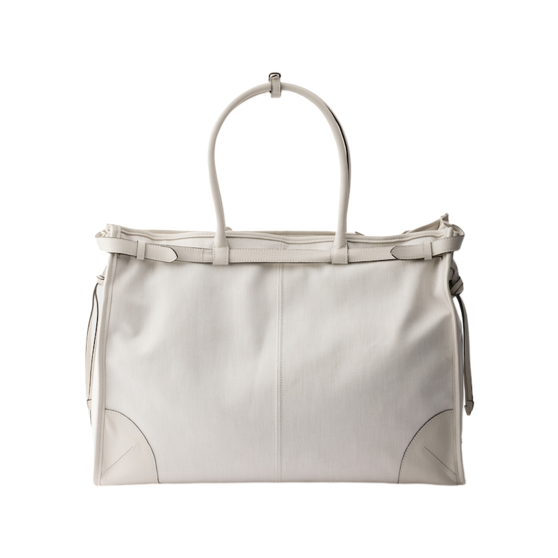 프라다 보니 데님 앤 레더 토트백 화이트(Prada Bonnie Denim and Leather Tote Bag White) - 2