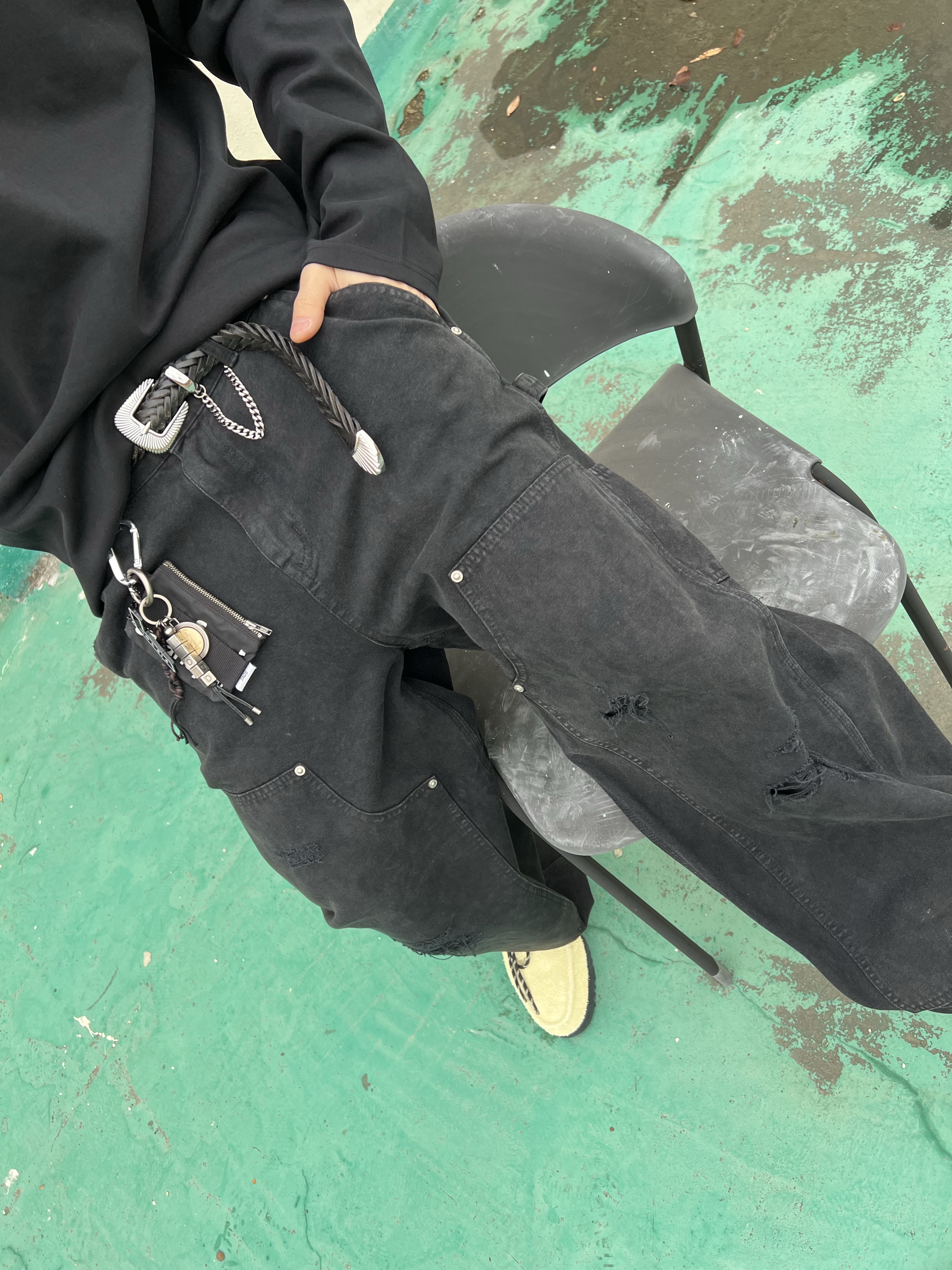 Timberland Heritage Gore-Tex Moc Toe Mid Boots Light Green Suede - Wide, Jieda Western Belt Black 착용 스타일 - 6